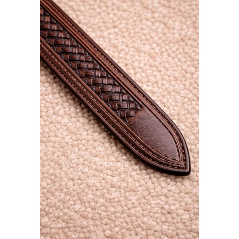 Brown Genuine Leather Braided Belt Size 54